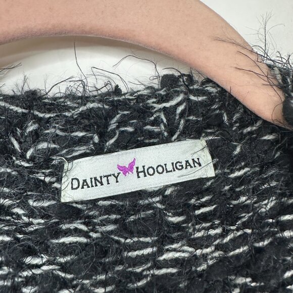 2/$30 Dainty Hooligan Fluffy Knit Colorblock Open Cardigan B&W #A0376 TRB2 - Picture 5 of 8
